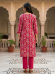 Rani Pink Ethnic Printed Kurta Pant Set