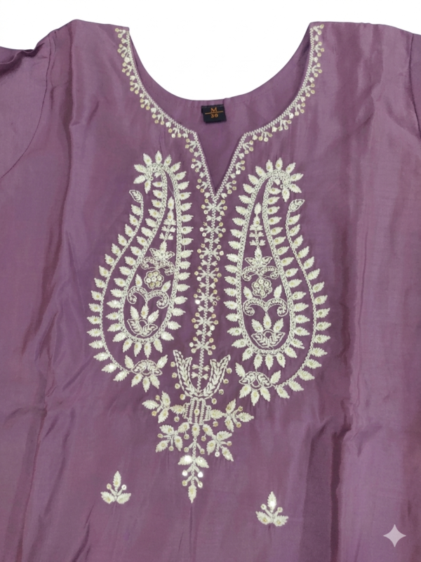 Lavender Embroidered Cotton Kurta Set with Dupatta