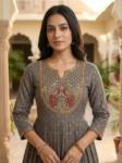 Charcoal Grey Embroidery Anarkali