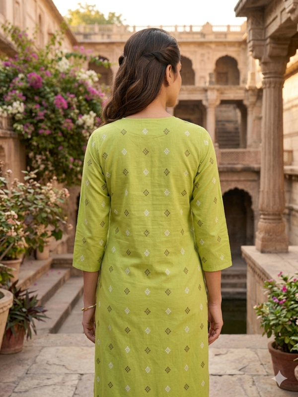 Olive Green Minimal Printed Straight Kurta