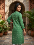Emerald Green Minimal Printed Straight Kurta