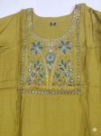 Teal-Ochre Bloom Embroidery Kurta Set