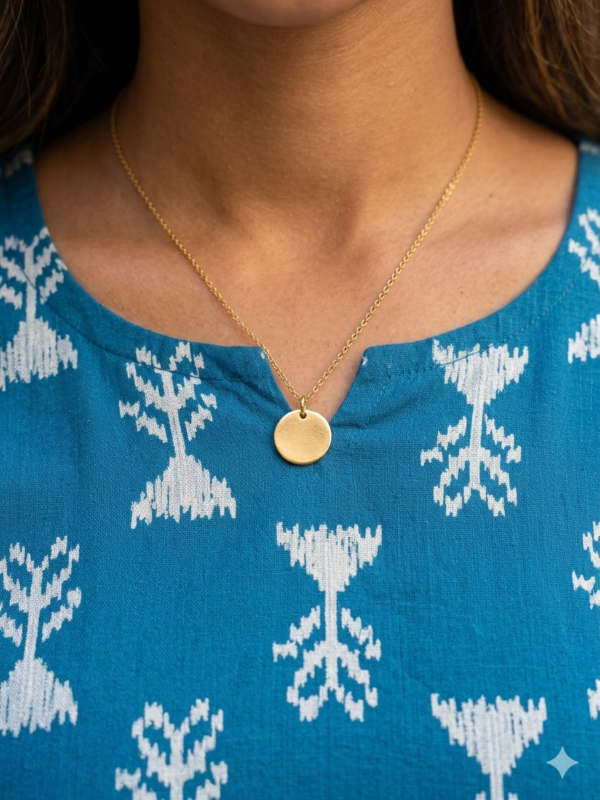 Teal Blue Ikat Printed Straight Kurta