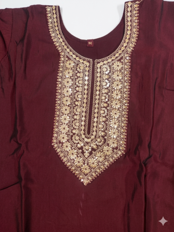 Royal Burgundy Chanderi Silk Tunic Set