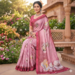 Pink Blossom Printed Tissue Saree