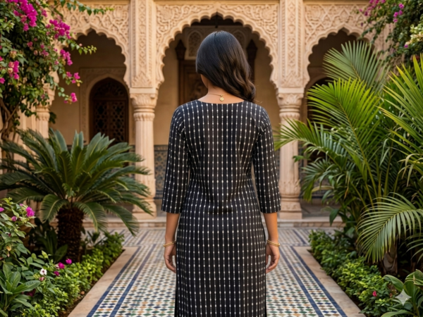 Classic Black Striped Straight Kurta