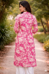 Pink Floral Printed A-Line Kurti