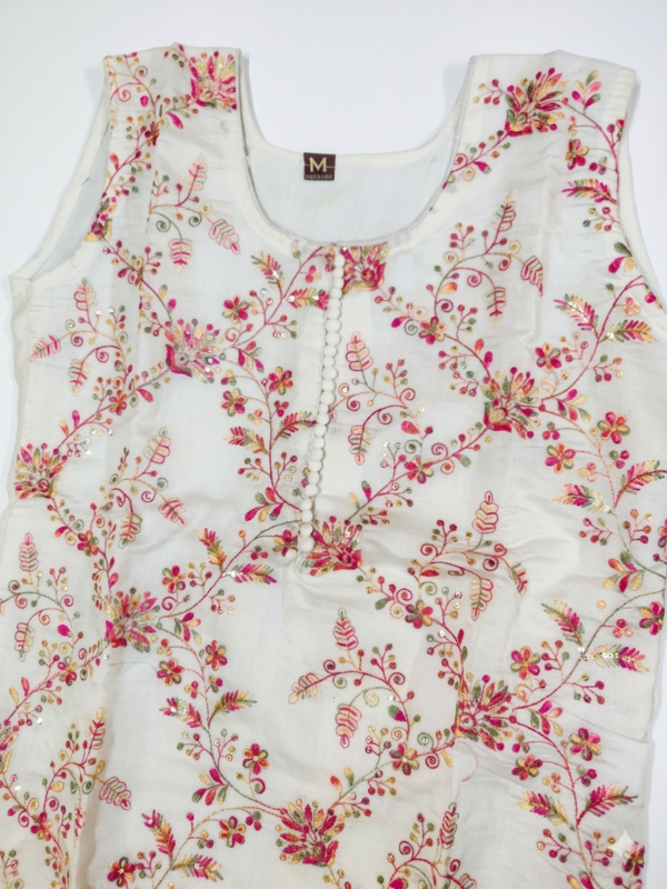 Gulabi Blossom Hand Embroidery Kurta  Set