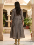 Charcoal Grey Embroidery Anarkali