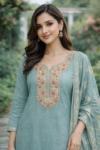 Sage Green Embroidery Kurta Set