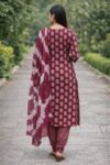 Royal Wine Printed Kurta Set