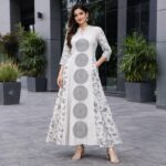 Graceful Off-White Mandala Print Anarkali Kurti