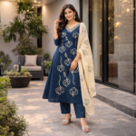 Royal Teal Embroidery  Chudidhar Set with Dupatta