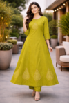 Mehendi Green Embroidery Anarkali Kurti