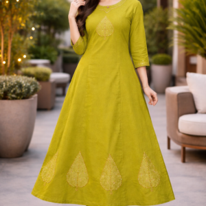 Mehendi Green Embroidery Anarkali Kurti