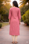 Pink Floral Butta Printed Straight Kurti