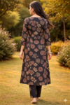 Black Ajrakh Inspired Printed Kurta Set
